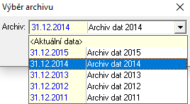 Výběr archivu dat